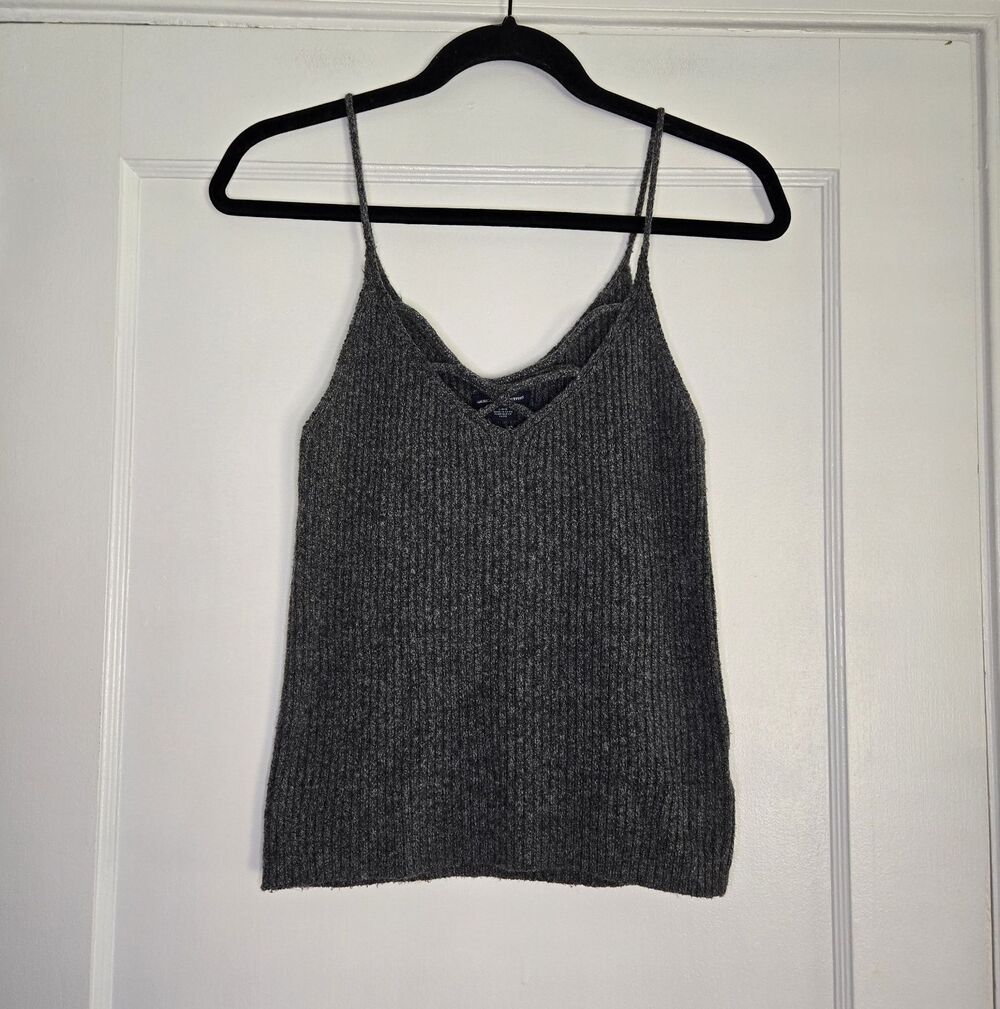 American Eagle Gray Knit Camisole Womens L Stretch Tank Top